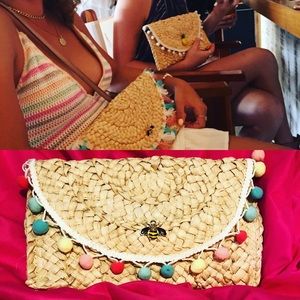 Sea grass Clutch with Bee & Festive Fringe